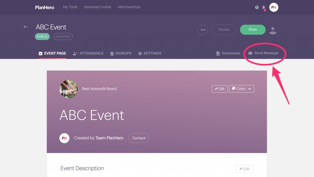 Club Tool Message Feature Desktop