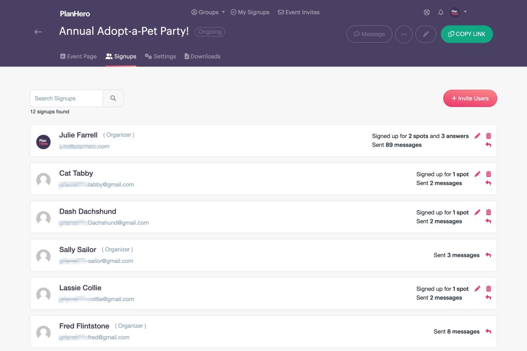planhero signups tab example